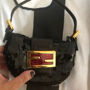 FENDI Mini Pouchette Croissant Sequined/Pailette handbag